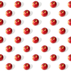 pattern of red apples on a white background