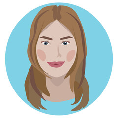 vector illustration of a girl's head on a blue circle background