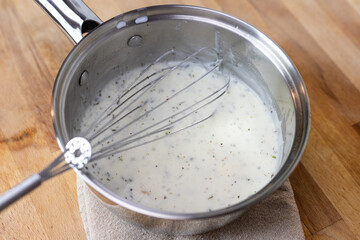 Preparation of béchamel sauce