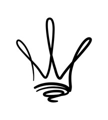 Crown doodle, a hand drawn vector line art doodle of a King's crown, isolated on white background