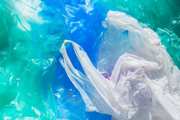 Close-up of heap of plastic bags
