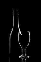 wine bottle and glass