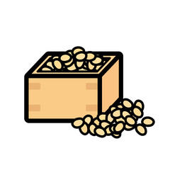 シンプルでかわいい大豆と枡のイラスト