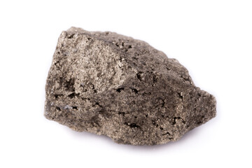 macro pyrite stone on a white background