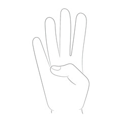 Hand sketch, thumb is bent, the rest of the fingers are raised up