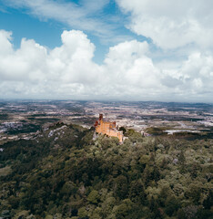 Fototapeta premium Aerial view , palacio Nacional de Pena, región de Sintra, Lisboa, Portugal