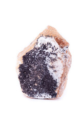 macro mineral stone dendrite manganese oxides on a white background