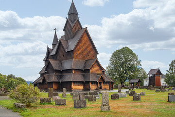 Fototapeta na wymiar Heddal stavkirke, stave church in Notodden municipality in Vestfold and Telemark county,Norway,scandinavia,Europe