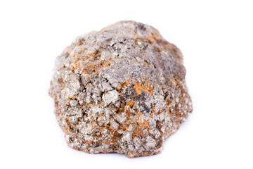 stone macro mineral arsenopyrite on a white background