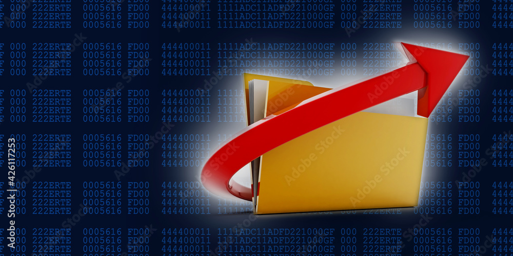 Poster 3d rendering folder with documents