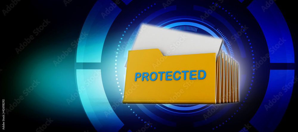 Poster 3d rendering folder with documents