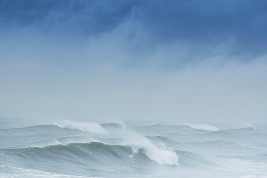 United States, Massachusetts, Cape Cod, Storm clouds and rough sea