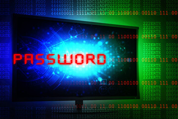 2d illustration abstract password digital binary data on computer screen 