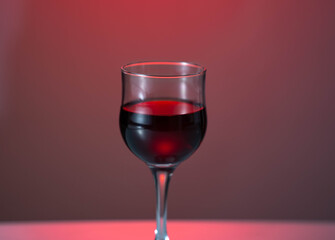 Red wine glass close up shot