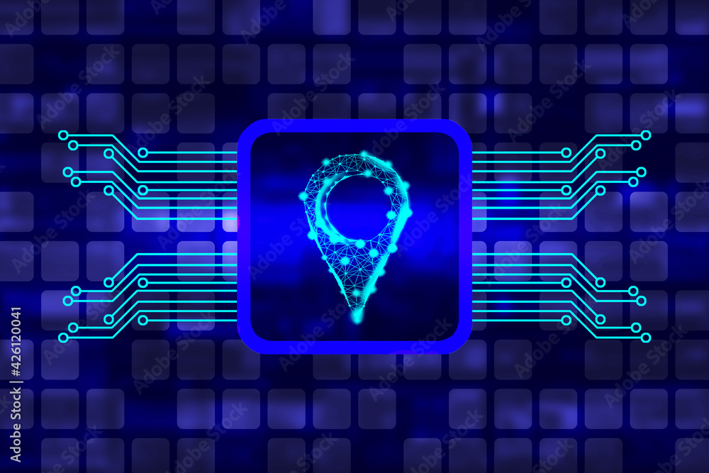 Poster 2d rendering red map pointer