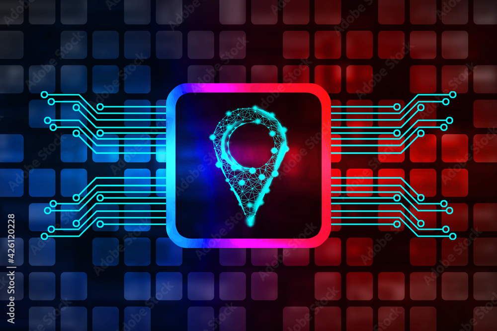 Poster 2d rendering red map pointer
