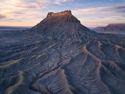 United States, Utah, Desert landscape with rock formation