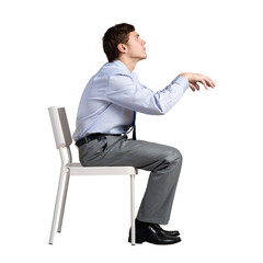 businessman sits on a chair