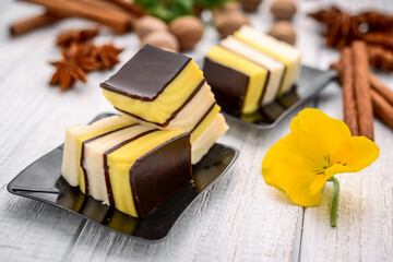 Fruit Puff Pudding with Chocolate and Orange