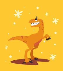 happy velociraptor cartoon
