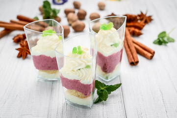 Fruit Sorbet with Fresh Fruit and Cream