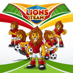team of lions on the soccer field