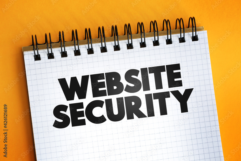 Aufkleber website security text quote on notepad, concept background