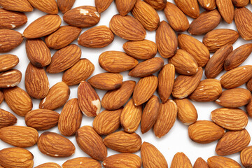 Close up of almond nuts as background.