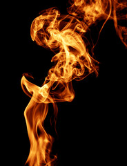 Gold smoke isolated on black background.