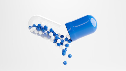 3d render of opened capsule for medical