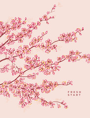 Sakura blossom poster for print and web