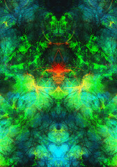 Fototapeta na wymiar Blue green summer background abstract texture Multicolor kaleidoscope drawing Abstract contemporary art Psychedelic textured backdrop .