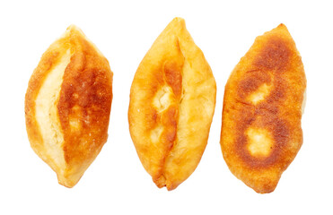 Fried patties in oil isolated on a white background.
