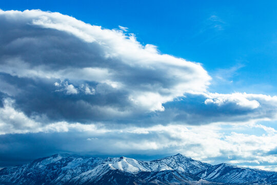 United States, Utah, Springdale, Clouds over mountain landscape