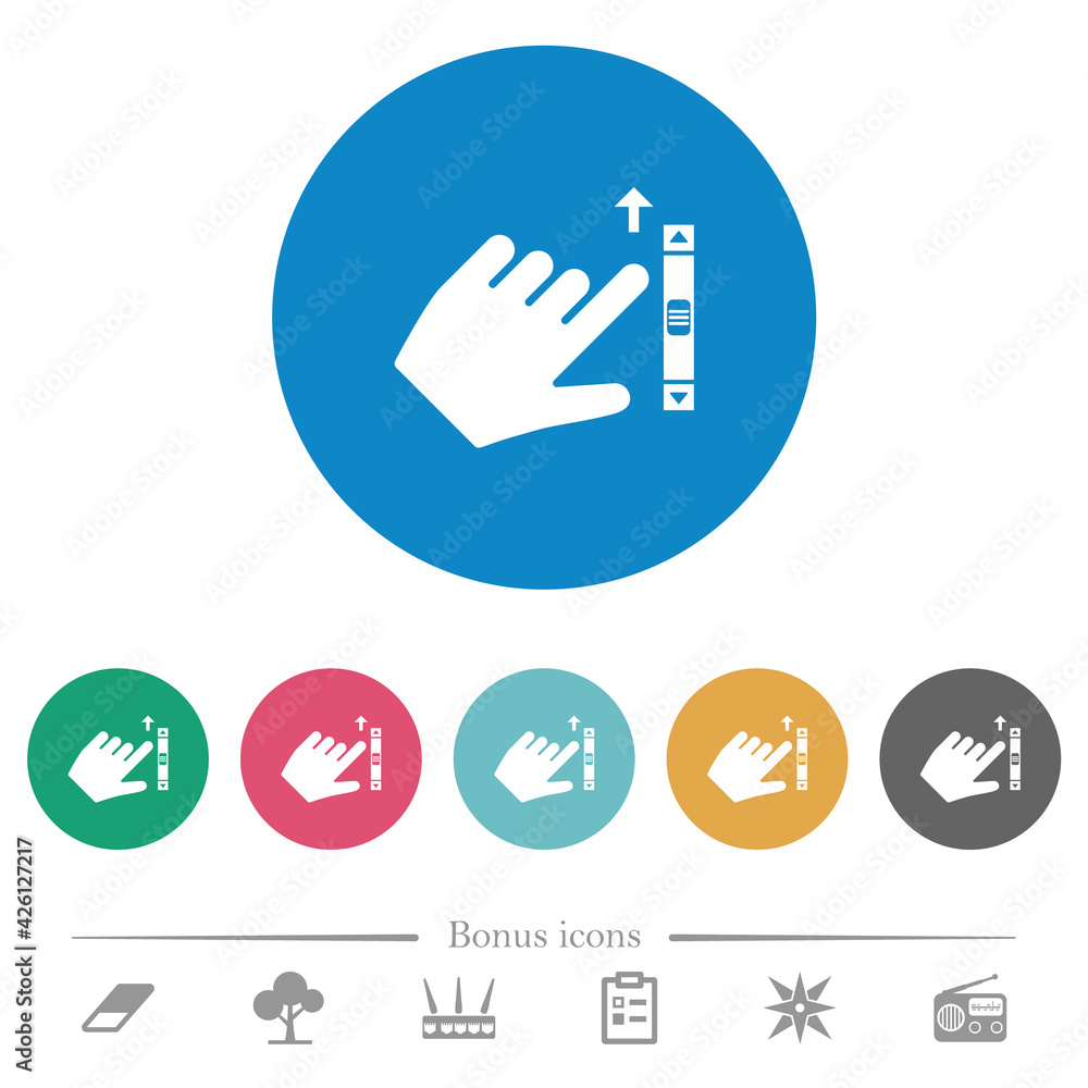 Poster left handed scroll up gesture flat round icons