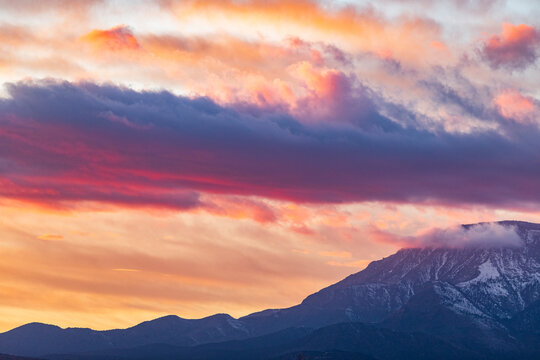 United States, Utah, Springdale, Clouds at sunset in Zion National Park