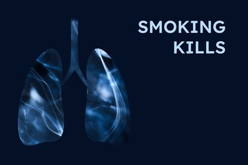 Smoker lungs, full of smoke. Concepts of World No Tobacco Day and quit smoking