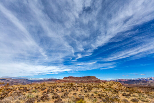 United States, Utah, Springdale, Distant mesa Zion National Park