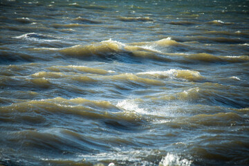 Waves at sea in windy weather. Life by the sea