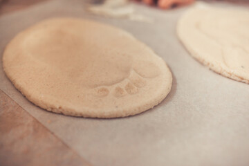 rolling pin on dough