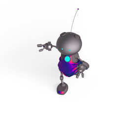 mini bot is running in white background isometric view
