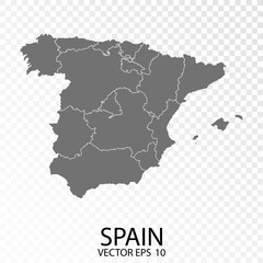 Obraz premium Transparent - Grey Map of Spain. Vector eps 10.