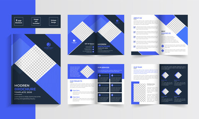 Company profile template design. Bifold brochure template design. Business brochure template
