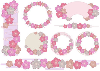 梅の花の素材集、濃い色