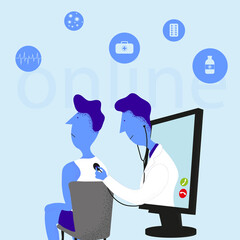 the doctor diagnoses the patient online