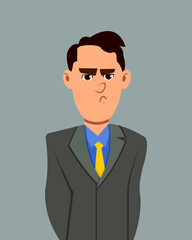 Businessman anger facial expressionvector illustration. Businessman character expression for design, motion or animation.