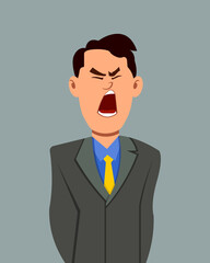 Businessman angry facial expressionvector illustration. Businessman character expression for design, motion or animation.