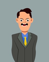 Businessman annoyed facial expressionvector illustration. Businessman character expression for design, motion or animation.