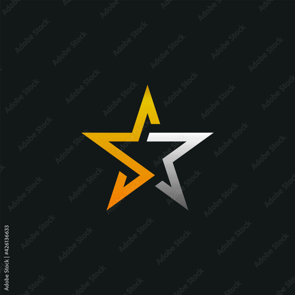 Wall mural gold silver star logo s