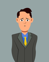 Businessman depressed facial expressionvector illustration. Businessman character expression for design, motion or animation.